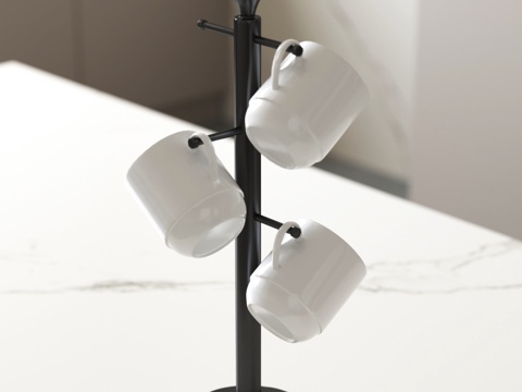 现代水杯架 水杯su模型