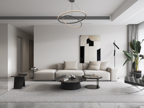  现代简约客餐厅3d模型 