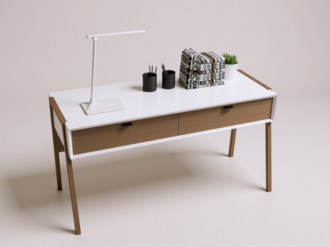 现代书桌椅 工作桌 书柜 摆件 书房su模型