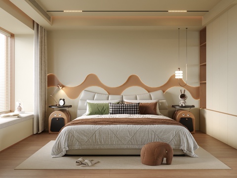 现代儿童房 儿童床头柜su模型