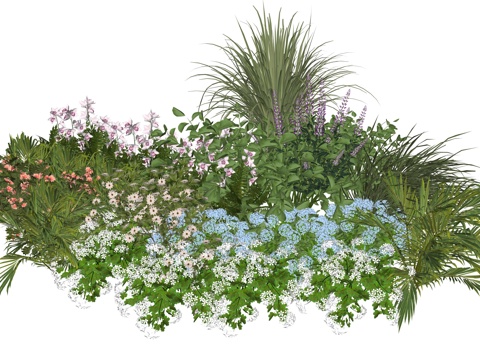 现代室内植物堆造景组合su模型