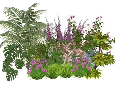 现代室内植物堆造景组合su模型