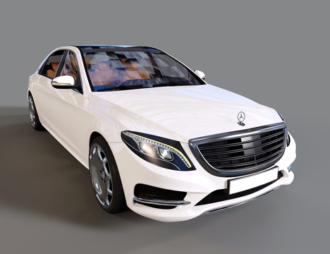 现代汽车 轿车 奔驰E系列 白色汽车su模型