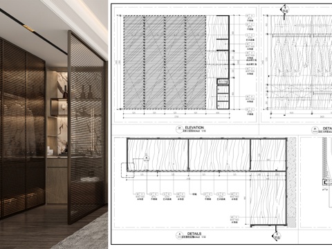 卧室衣柜 推拉玻璃门衣柜  小吧台柜子 柜子节点图cad施工图
