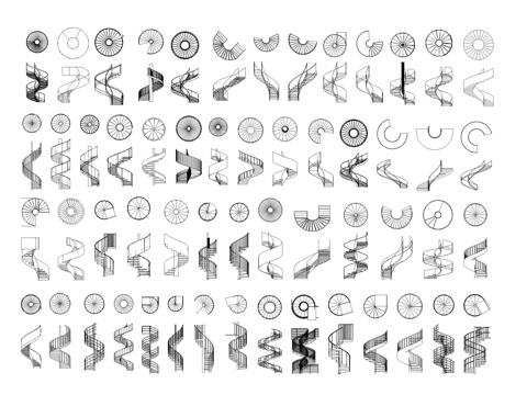 旋转楼梯复式楼梯CAD图库cad施工图