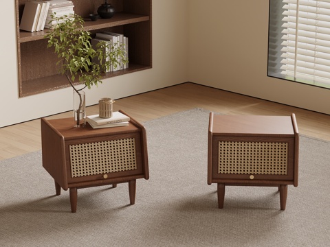  中古风床头柜 边柜 矮柜3d模型 