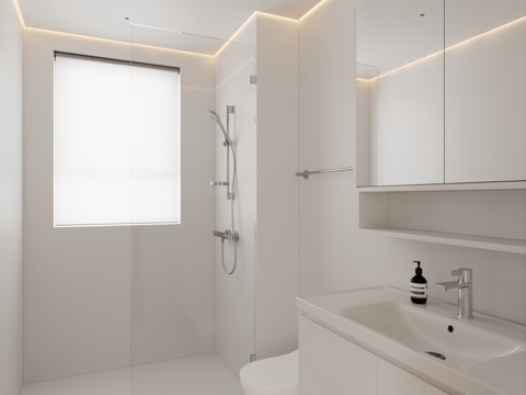  极简卫生间 白色卫生间 纯白卫生间 现代卫生间 简约卫生间3d模型 