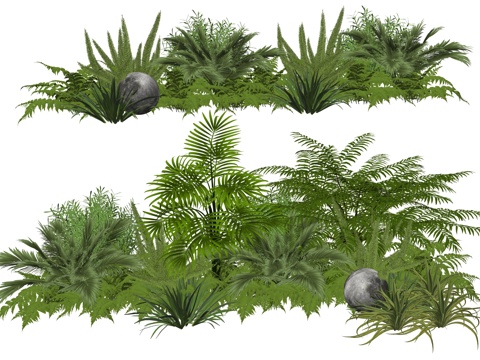 现代室内植物堆造景组合su模型