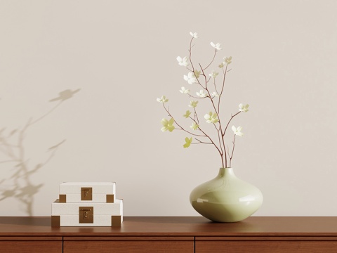 新中式摆件 花瓶 花艺 法式花瓶su模型