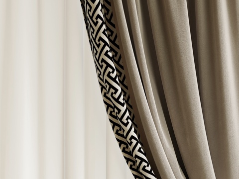  现代窗帘 纱帘 布帘3d模型 