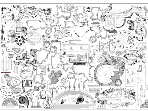 花园枯山水水系景观小品cad图块cad施工图