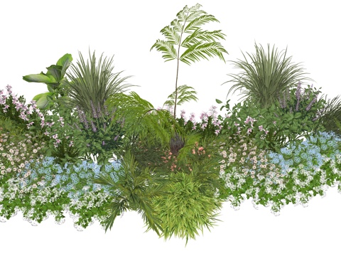 现代室内植物堆造景组合su模型