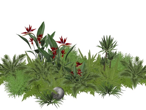 现代室内植物堆造景组合su模型