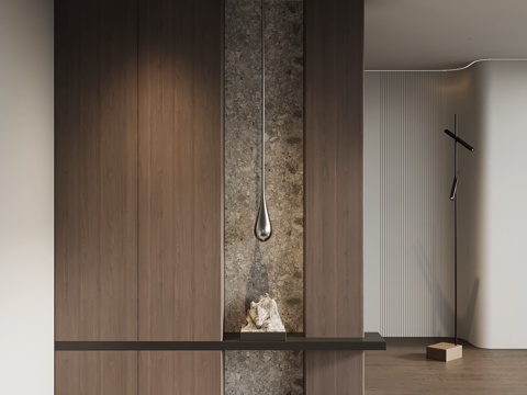 意式极简玄关柜 入户鞋柜 玄关背景su模型