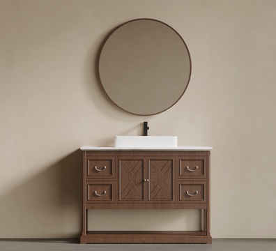 新中式浴室柜 洗手台 洗漱台su模型