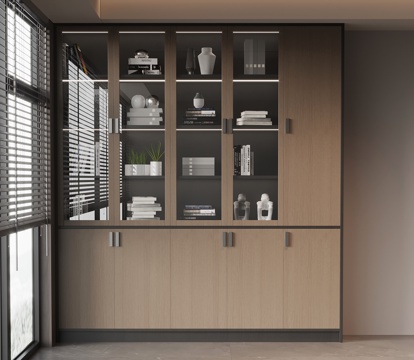 现代意式文件柜 书柜su模型