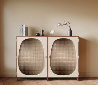 中古风餐边柜 边柜 矮柜 储物柜su模型