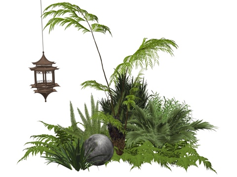 现代室内植物堆造景组合su模型