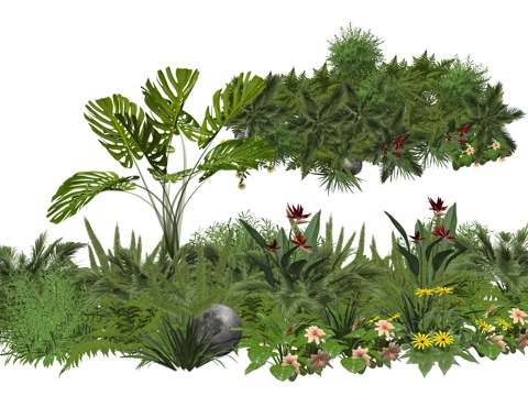  现代室内植物堆造景组合su模型 