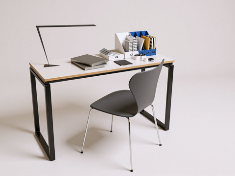 现代书桌椅 工作桌 书柜 摆件 书房su模型