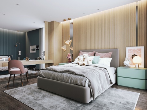  男女童儿童房3d模型 