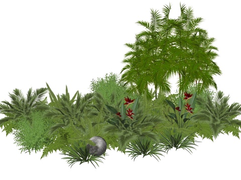 现代室内植物堆造景组合su模型