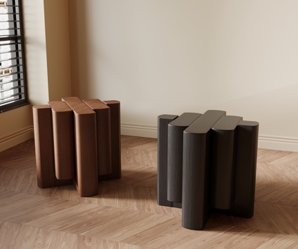 法式中古凳子 边几角几su模型