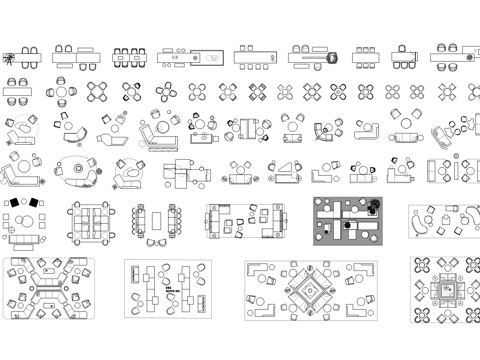 售楼处洽谈沙发家具CAD图库cad施工图