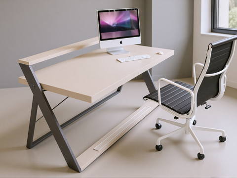 现代书桌椅 工作桌 书柜 摆件 书房su模型