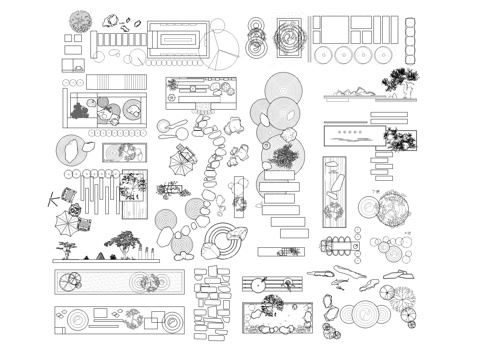 庭院花园景观小品cad图块cad施工图