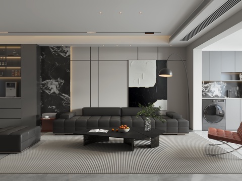  现代意式客餐厅3d模型 