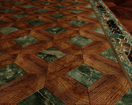  现代地面拼花3d模型 