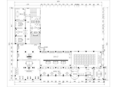 党群社区服务中心平面图cad施工图