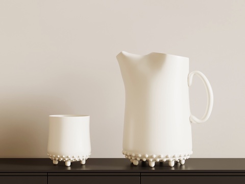 现代水壶 水杯 摆件su模型