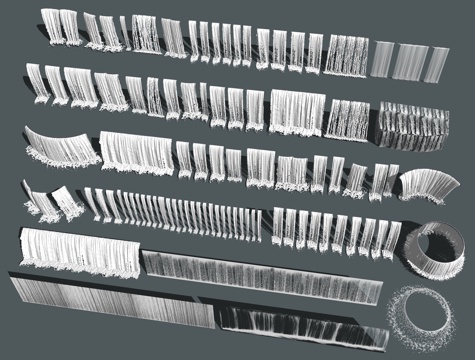 现代跌水水景 水幕水帘 流水景墙 流水瀑布 叠水景观 水流水su模型