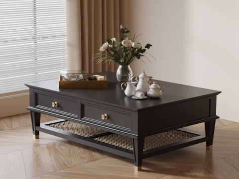  法式复古茶几 方形茶几3d模型 