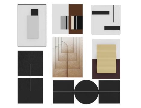  新中式挂画墙饰3d模型 