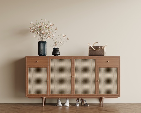 中古风玄关柜 鞋柜su模型