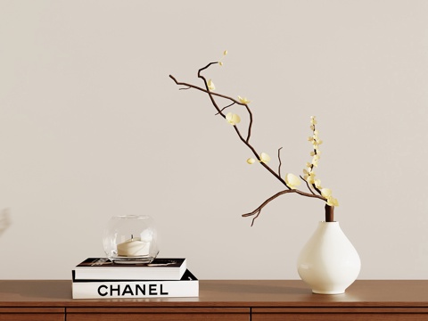 现代摆件 花瓶 花艺 蜡烛su模型