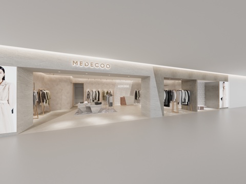  现代 服装店 男装女装店 奢侈品店模型3d模型 
