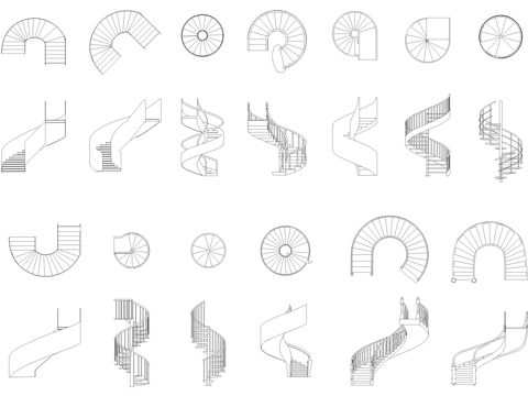 旋转楼梯平面CAD图库cad施工图