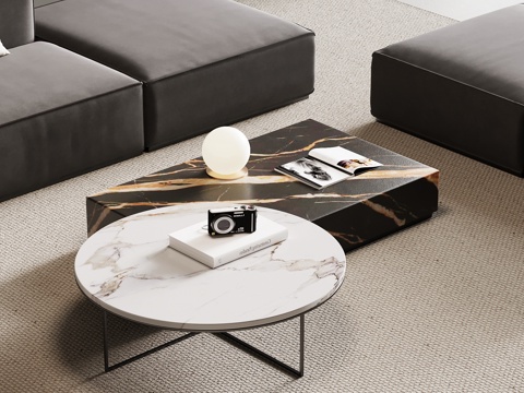 现代意式茶几 大理石茶几su模型