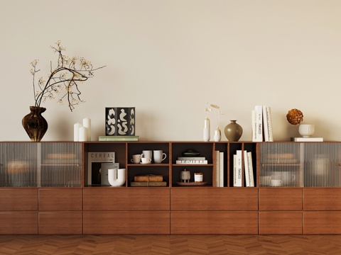 法式中古边柜 置物柜 书柜 矮柜su模型