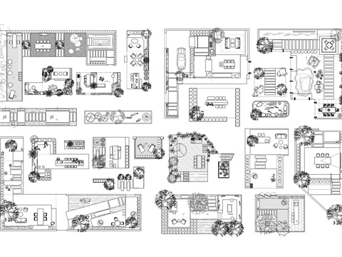 现代庭院花园景观平面图cad施工图