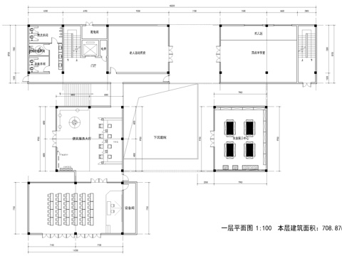 乡村综合服务中心平面方案cad施工图