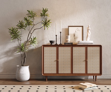 法式中古餐边柜 玄关柜 边柜 收纳储物柜 斗柜su模型