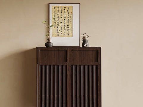 新中式玄关柜 高柜 斗柜su模型