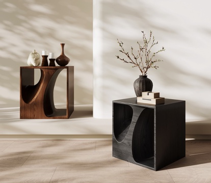 法式中古边几 异形边几 实木边几 新中式边几su模型