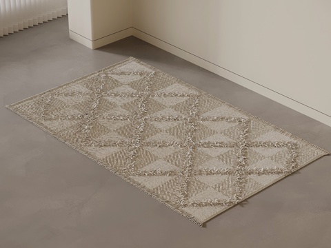 侘寂中古地毯 新中式地毯 流苏地毯su模型