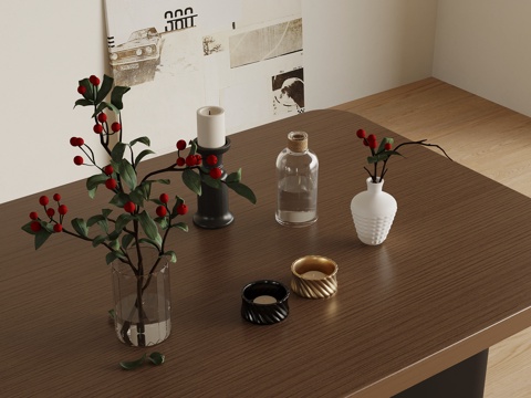 法式饰品摆件 花瓶花艺su模型